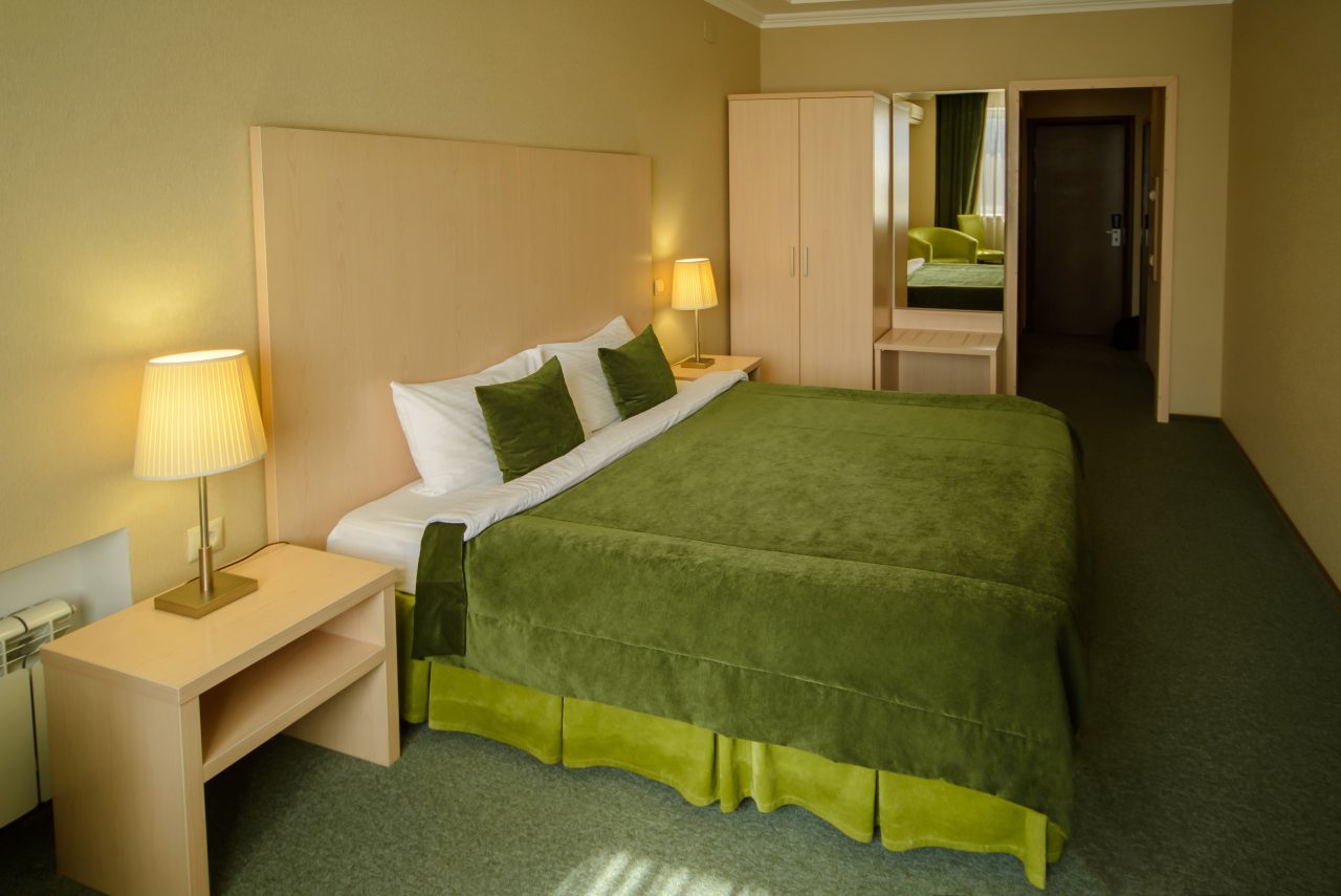 Одноместный (Стандарт с двуспальной кроватью улучшенный) гостиницы Аврора, Курск