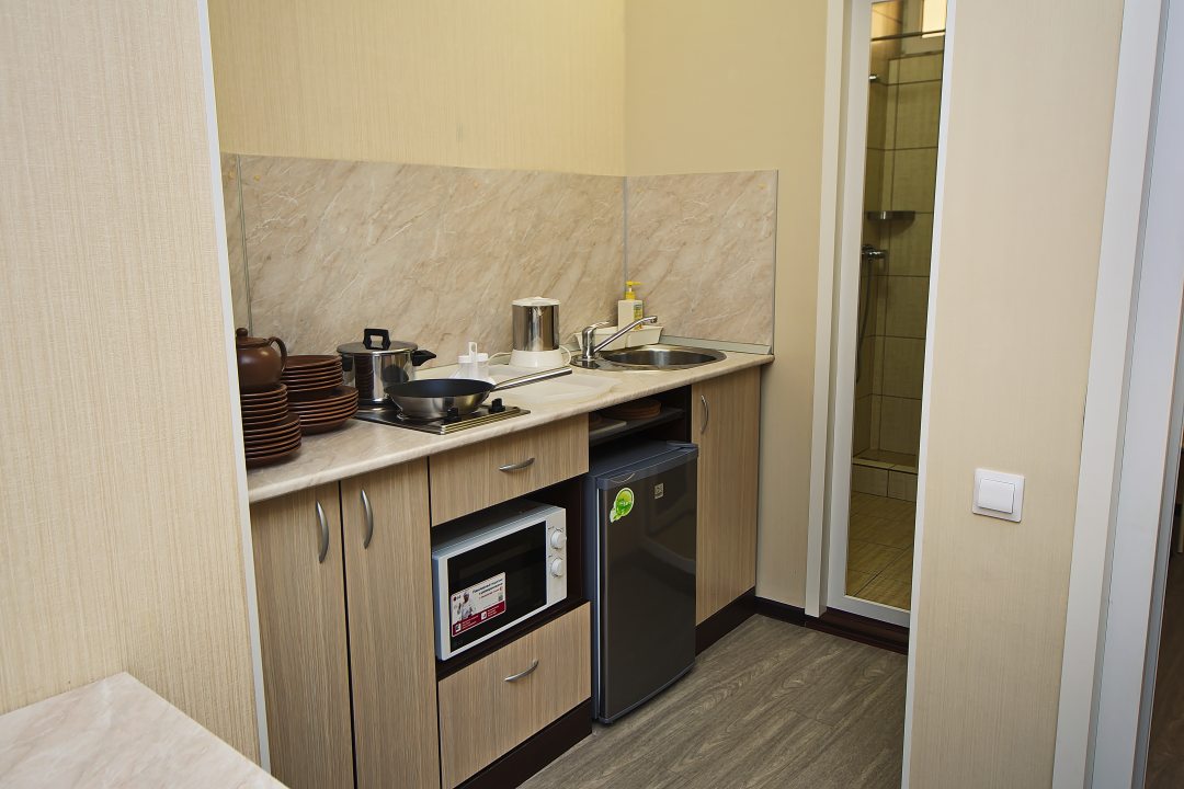 Апартаменты (Двух комнатный с кухней и балконом(максимальное количество 2 взрослых кровать 140х190 и 2 детей диван 120х190)) отеля Лотос, Дивноморское
