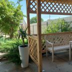 Беседка, можжевельники, жасмин, японская роза.