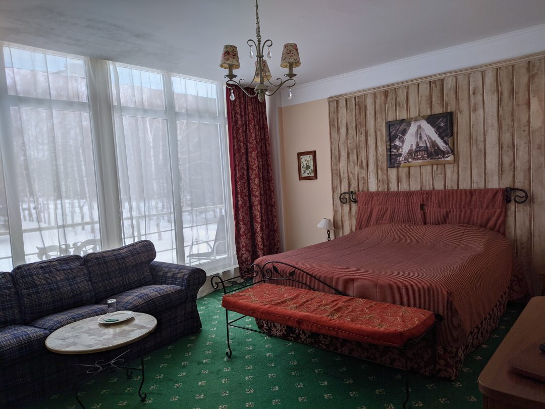 Двухместный (Стандарт улучшенный с 1 кроватью и диваном, с панорамным остеклением и балконом) капсульного отеля Кантри-отель Березки, Вурманкасы