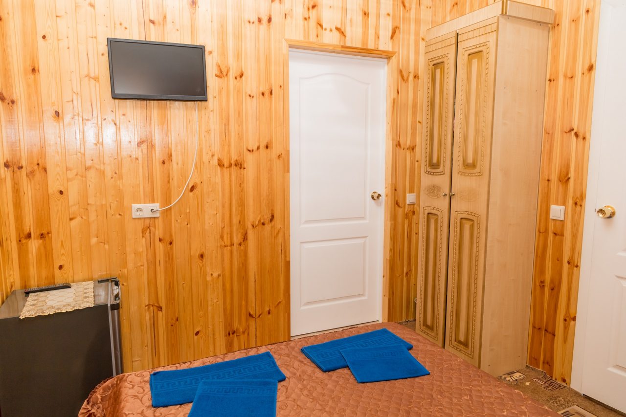 в номере: холодильник, телевизор, кондиционер, душ и туалет