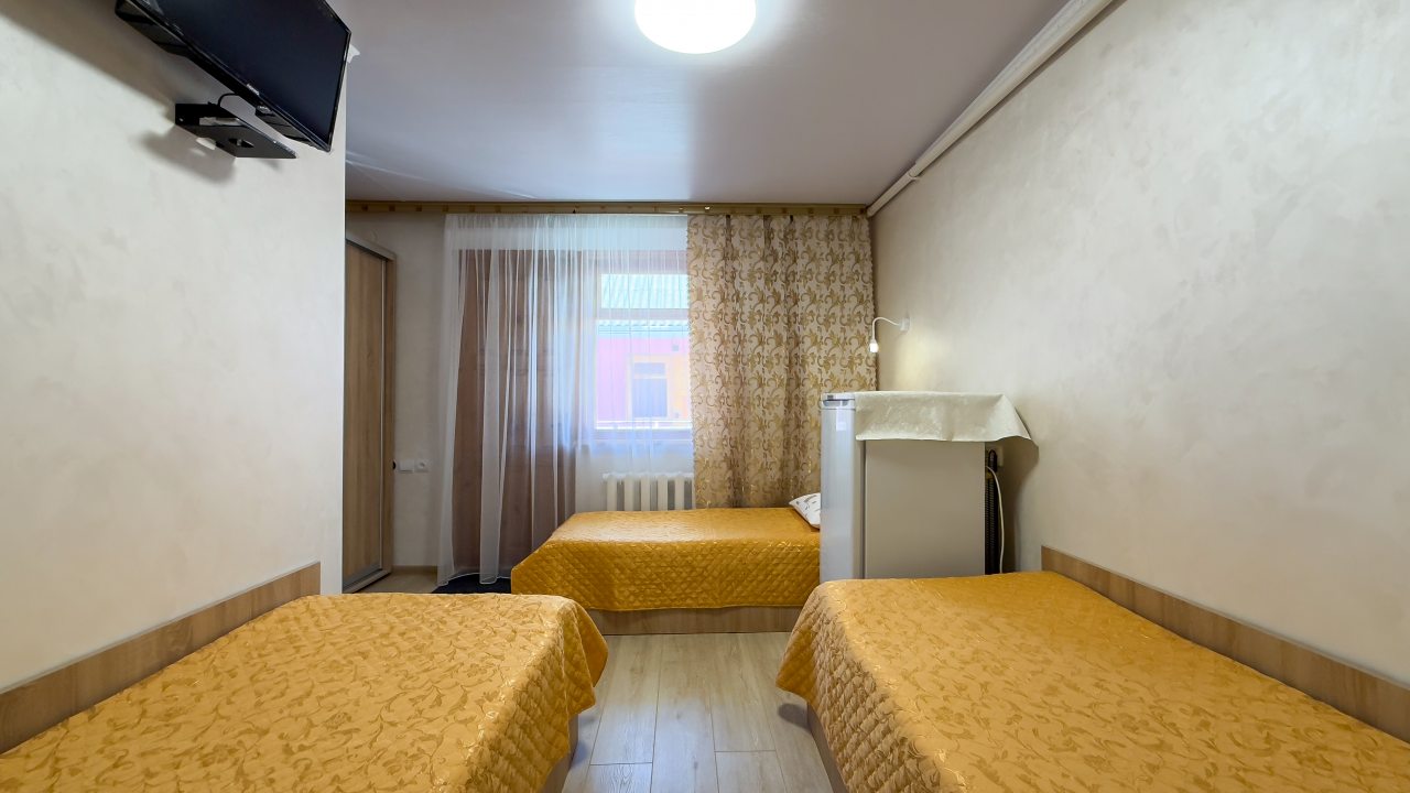 в номере: холодильник, телевизор, кондиционер, душ и туалет