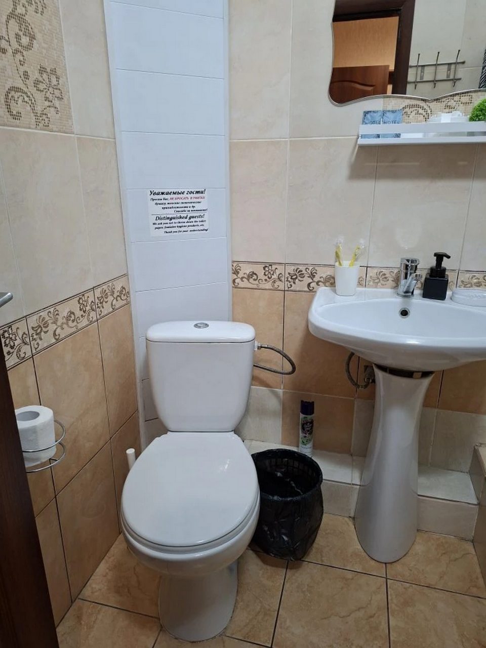 Трехместный номер стандарт. Душ и туалет в номере
