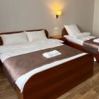 Вид из окна на дорогу, холодильник, удобства в номере, фен