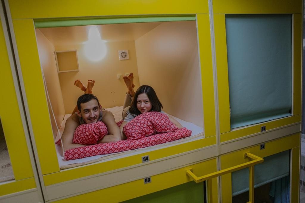 Номер (Двуспальная кровать в общем номере для мужчин и женщин) капсульного отеля Lofty Paveletskaya, Москва