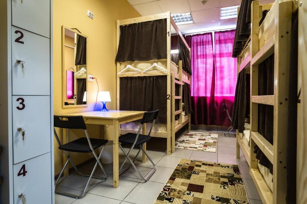 Номер (Спальное место на двухъярусной кровати в общем номере для женщин) хостела Мёд у ЖД вокзала, Омск