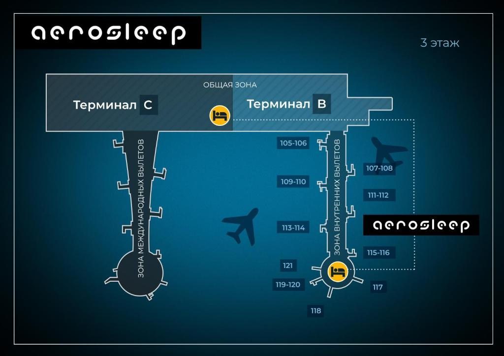 Двухместный (Номер-капсула - Размещение на 6 часов) капсульного отеля Aerosleep Шереметьево терминал В, Химки