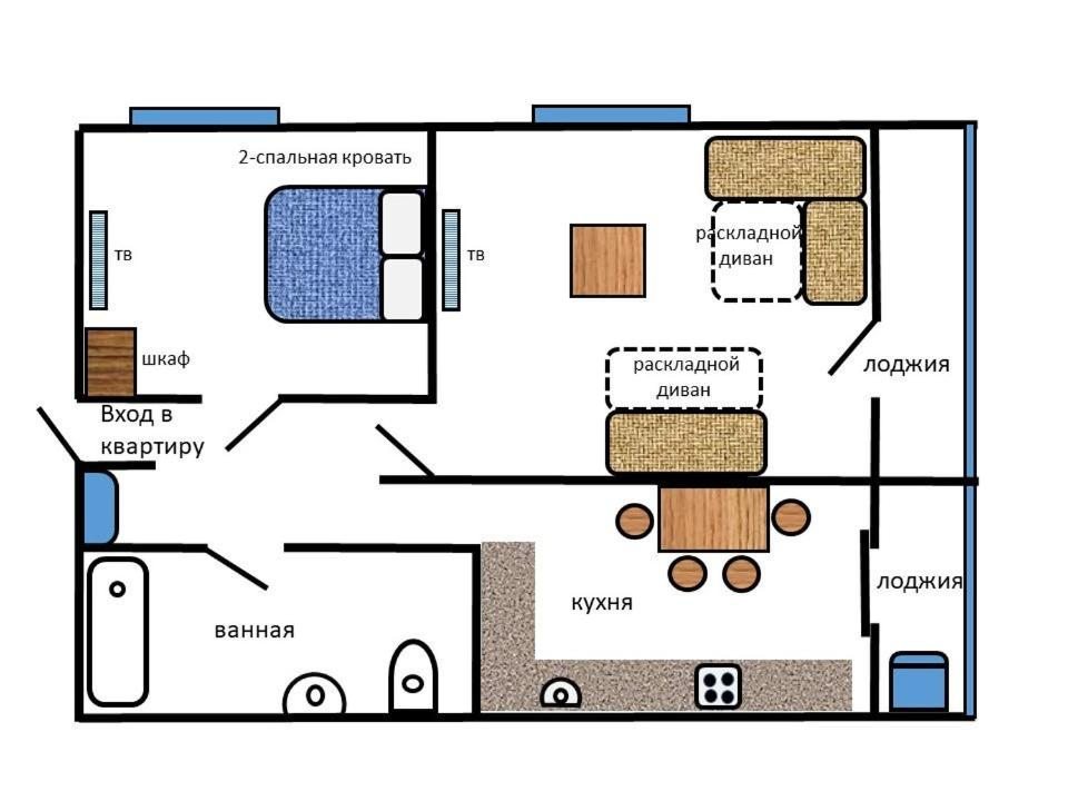 Апартаменты (Апартаменты с 2 спальнями), Cozy apartment in the center for you