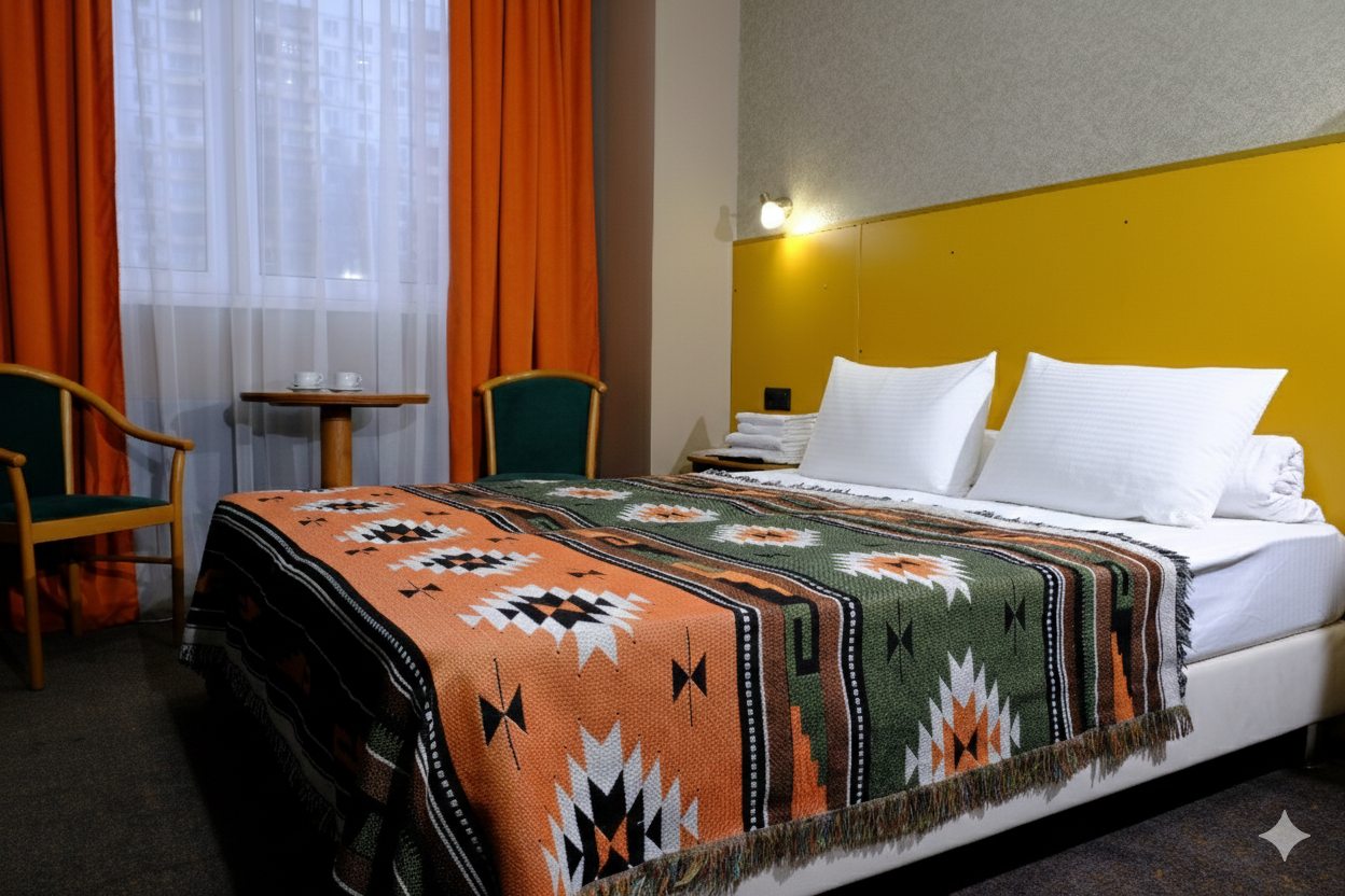 Стильный номер с этническим декором и ярким дизайном.