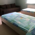 спальня с окнами на лес. Раскладывающийся диван