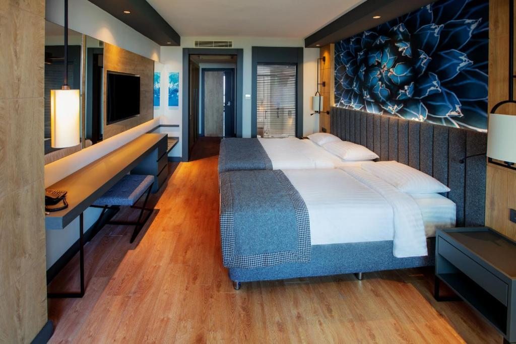 Двухместный (Стандартный двухместный номер с 1 кроватью или 2 отдельными кроватями, вид на море) отеля Alarcha Hotels & Resort - Ultra All Inc, Манавгат