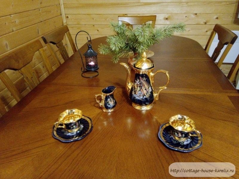 Чайный набор, Уютный дом в Карелии в окружении леса