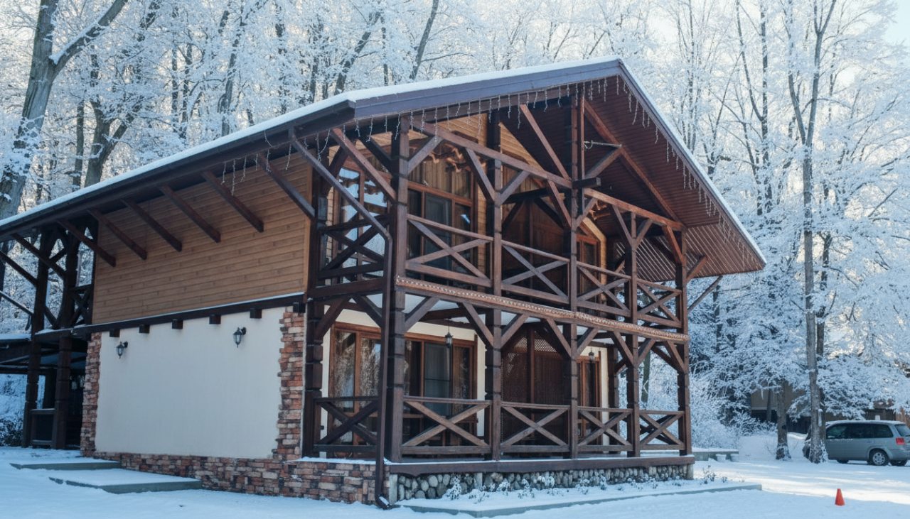 Уютный дом в стиле шале состоит из 4 комфортабельных номеров