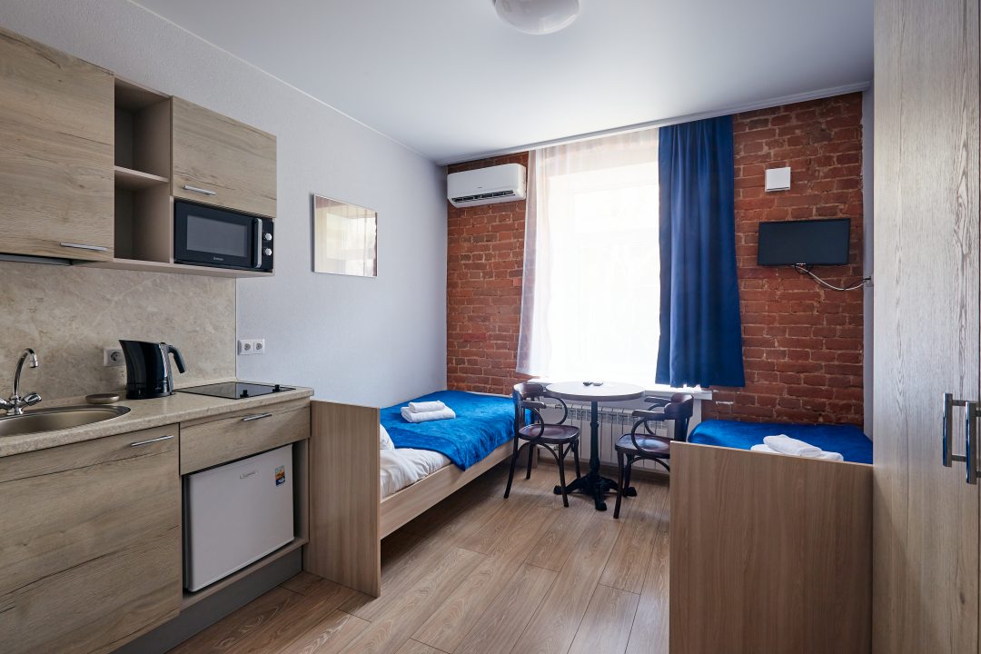 Двухместный (Студия Комфорт с 2 раздельными кроватями) апарт-отеля Port Comfort by Smolnyy, Санкт-Петербург