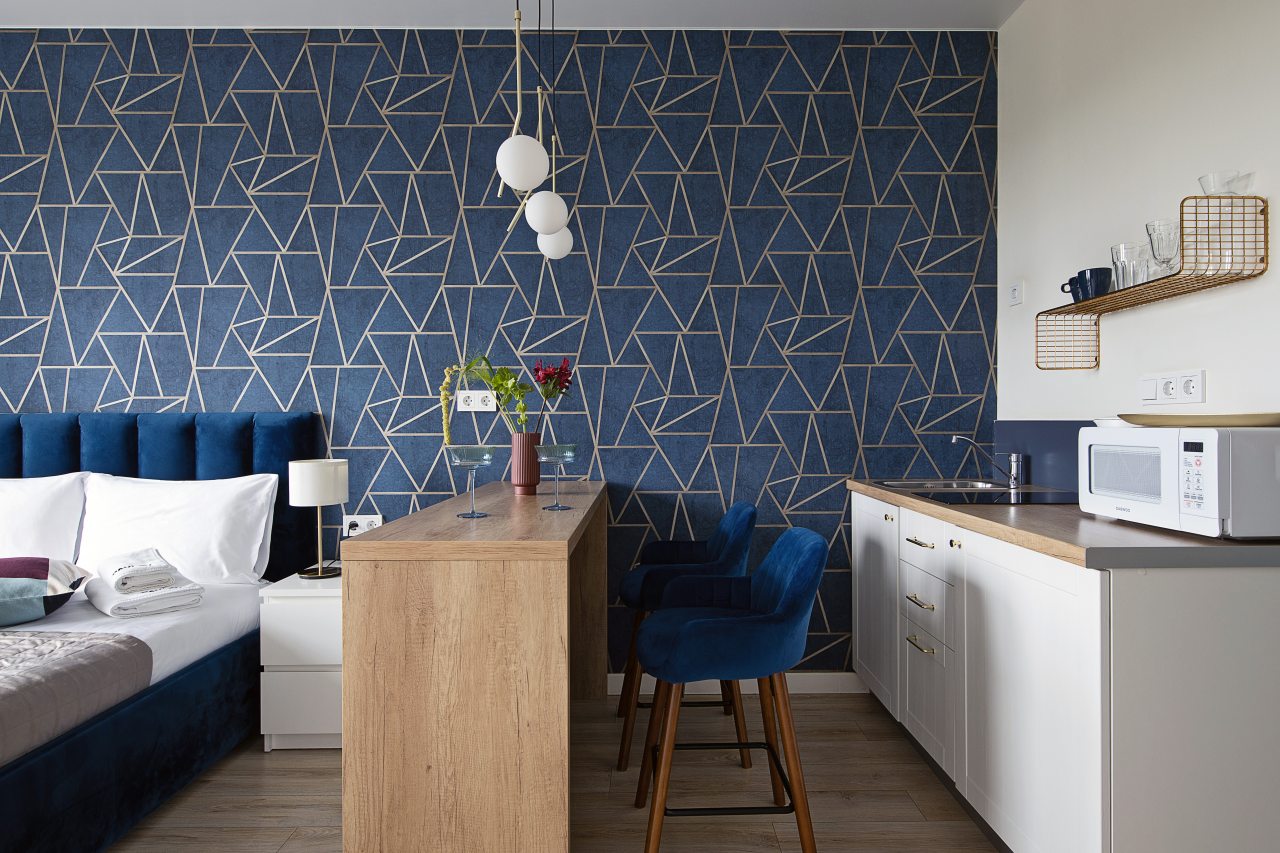 Двухместный (Комфортная студия с панорамными окнами (Синяя)), Апартаменты Pavlov на Уральской