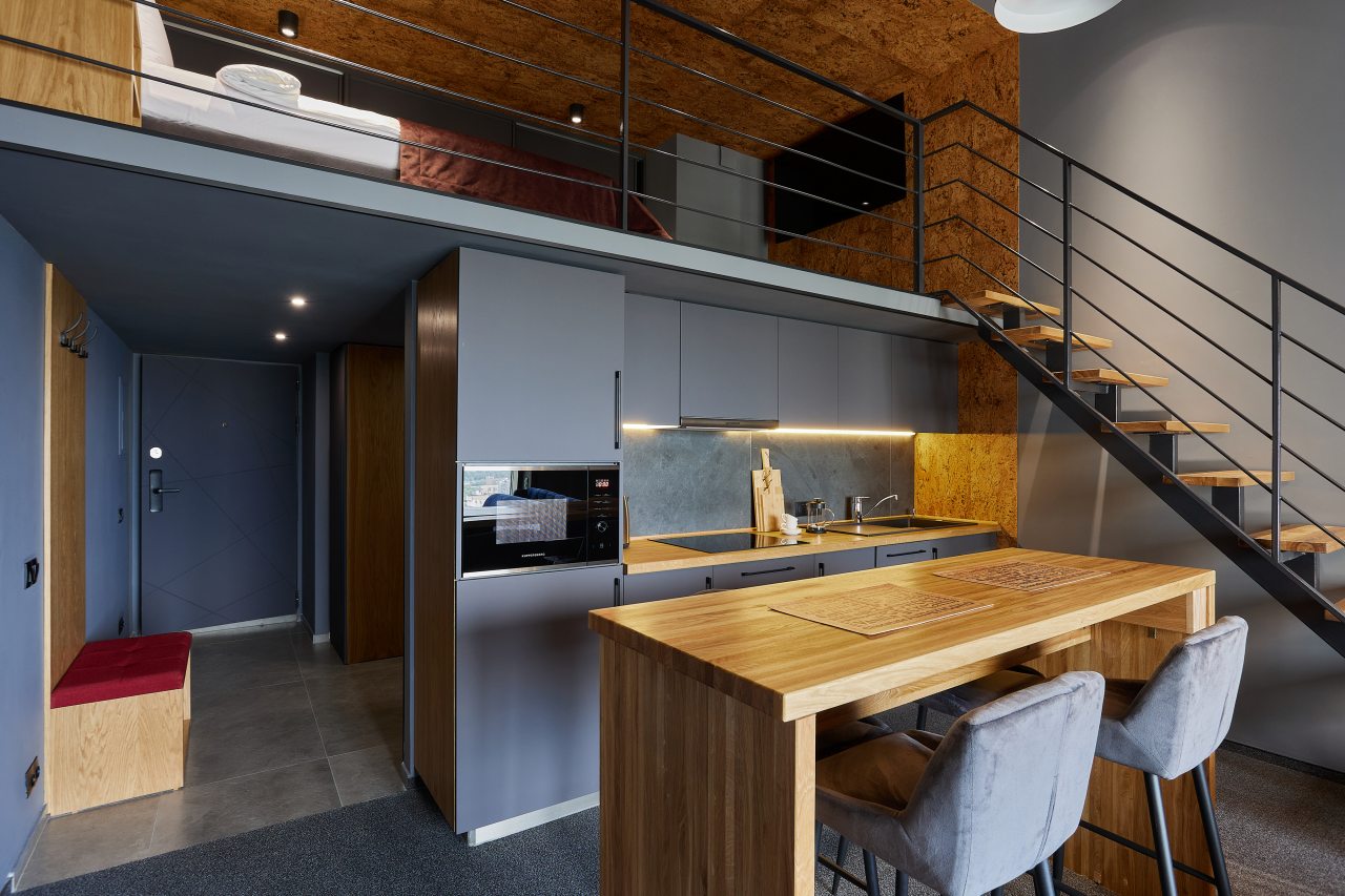 Апартамент двухуровневый  с кухонной зоной