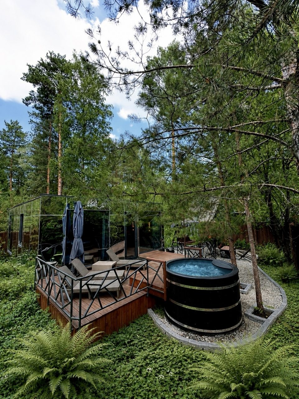 Коттедж (Zazerkalie с уличной теплой купелью и гидромассажем), База отдыха GEOMETRIKA Lounge hotel