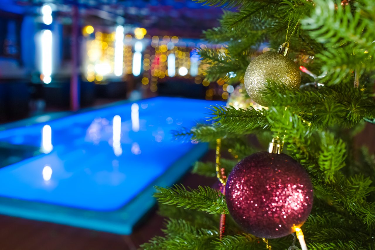 Новогодний банкетный зал с бассейном