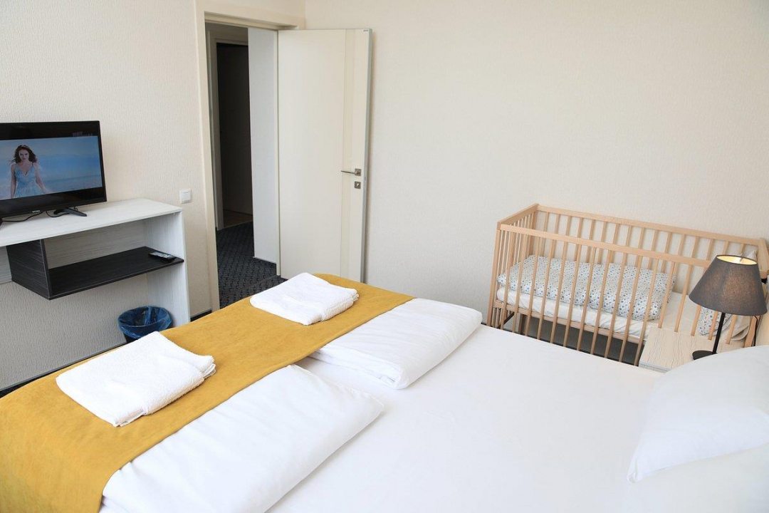 Люкс (Семейный улучшенный 2х-комнатный номер с одной 2-спальной или с двумя 1-спальными кроватями +2-спальный диван на 2м этаже) мини-отеля КАМБАЛА, Сочи