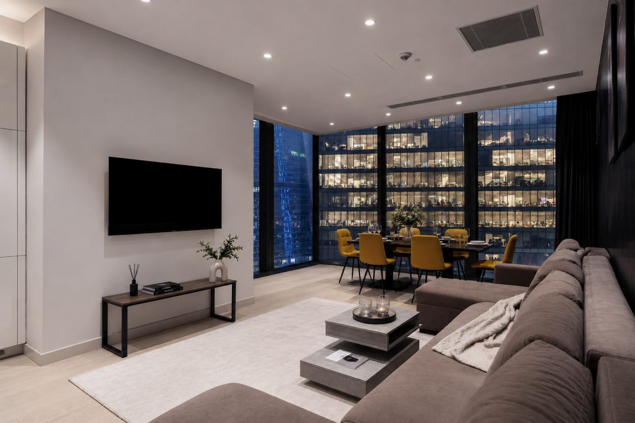 Апартаменты (Двухкомнатный люкс 36 этаж 92 м² ЖК «Neva Towers»), Апарт-отель InPremium