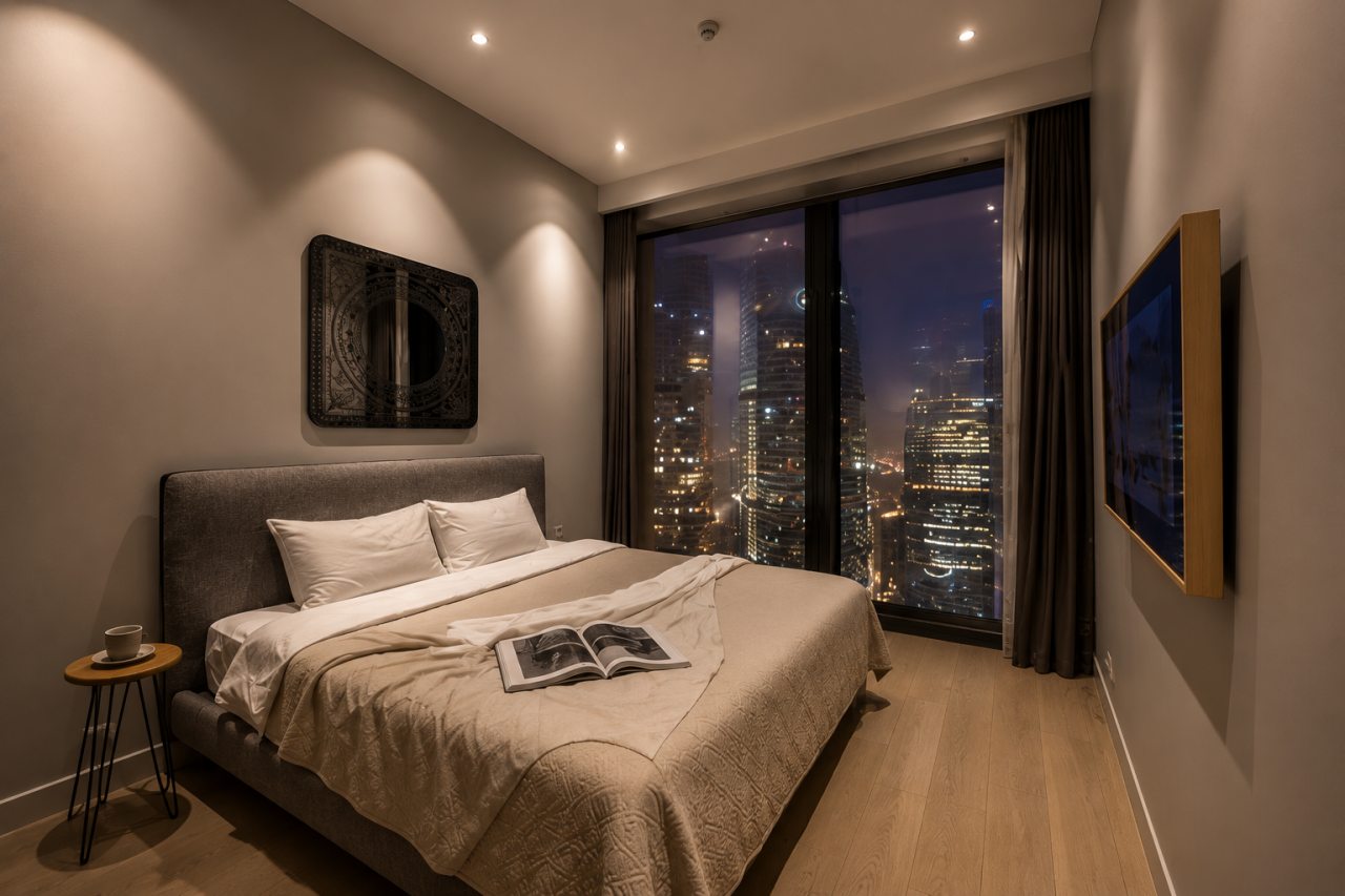 Апартаменты (Трёхкомнатный люкс 38 этаж 100 м² ЖК «Neva Towers»), Апарт-отель InPremium