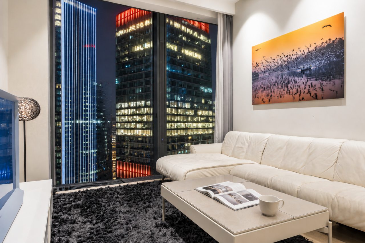 Апартаменты (Трёхкомнатный люкс 38 этаж 100 м² ЖК «Neva Towers»), Апарт-отель InPremium