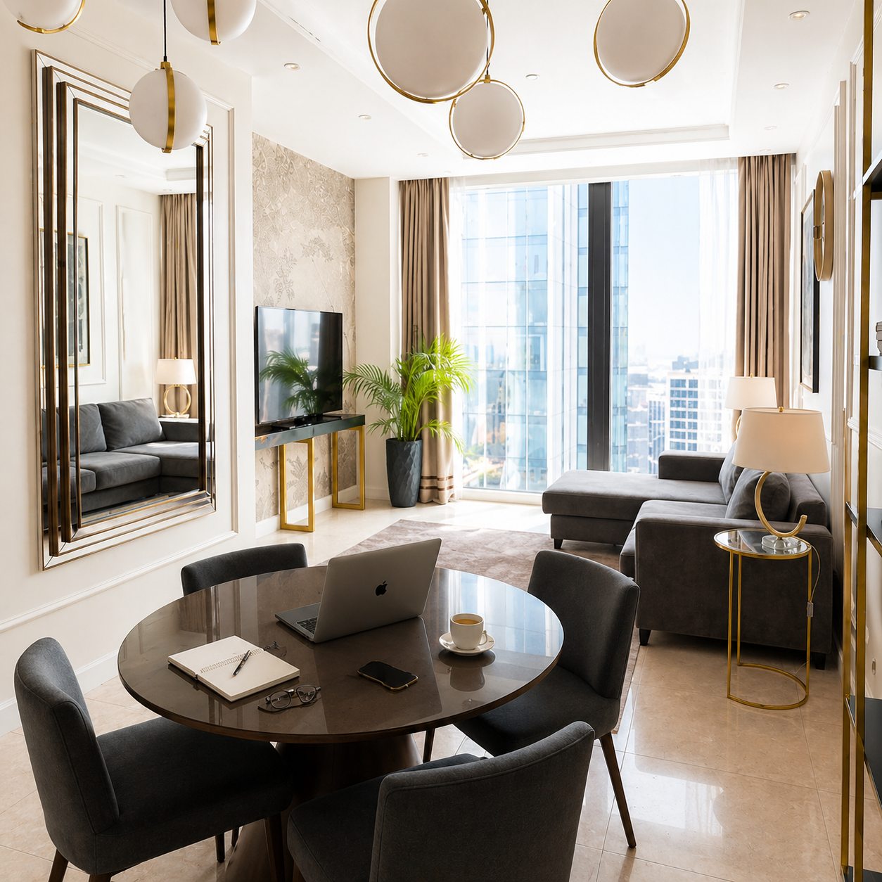 Апартаменты (Двухкомнатный Люкс 40 этаж 91 м² ЖК «Neva Towers»), Апарт-отель InPremium