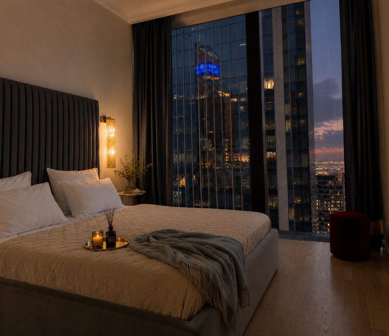 Апартаменты (Двухкомнатный Люкс 40 этаж 91 м² ЖК «Neva Towers»), Апарт-отель InPremium