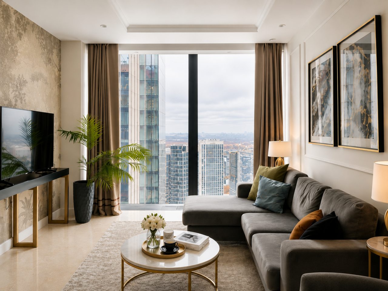 Апартаменты (Двухкомнатный Люкс 40 этаж 91 м² ЖК «Neva Towers»), Апарт-отель InPremium