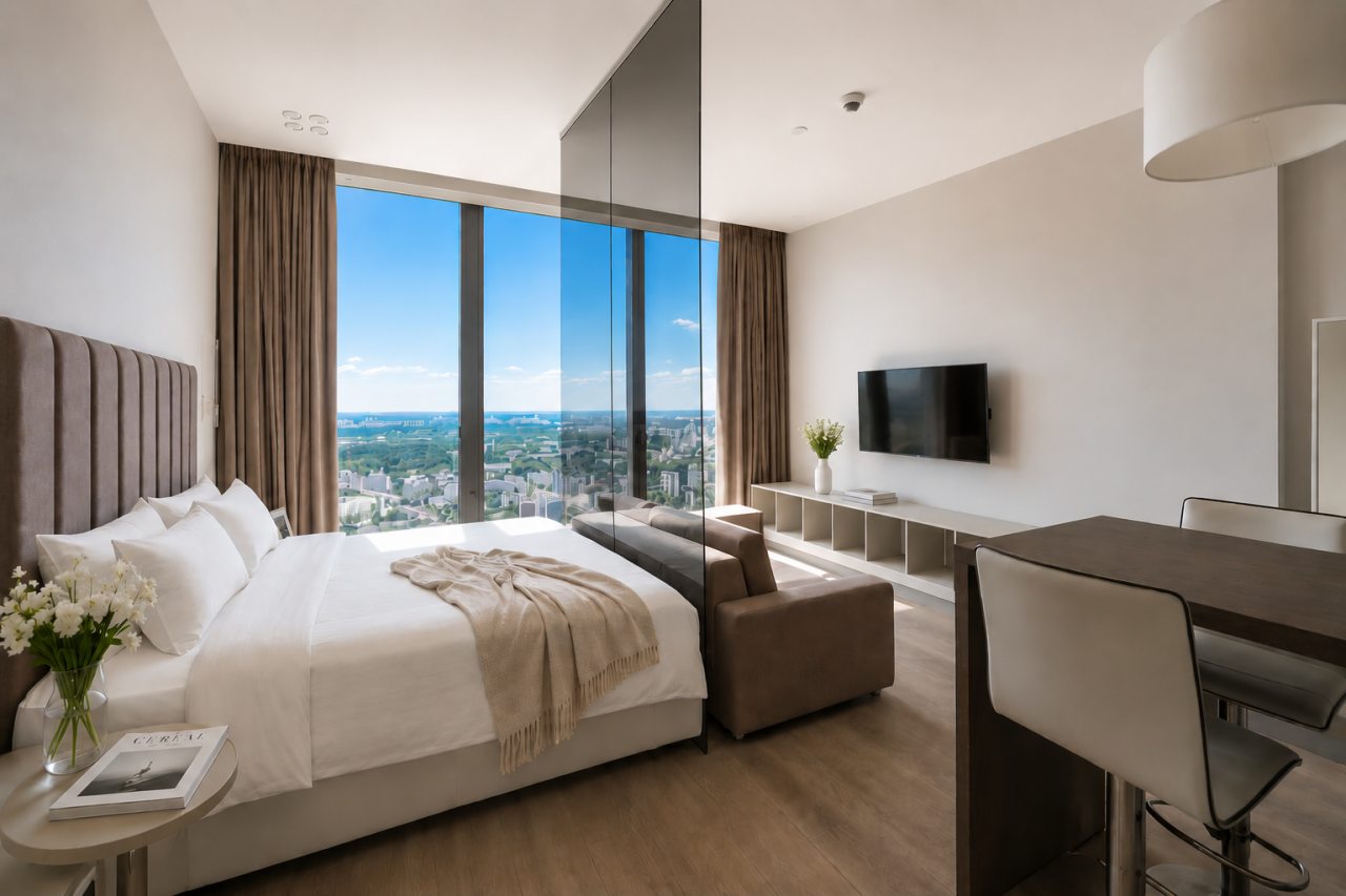 Апартаменты (Однокомнатный Люкс 62 этаж 51 м² ЖК «Neva Towers»), Апарт-отель InPremium