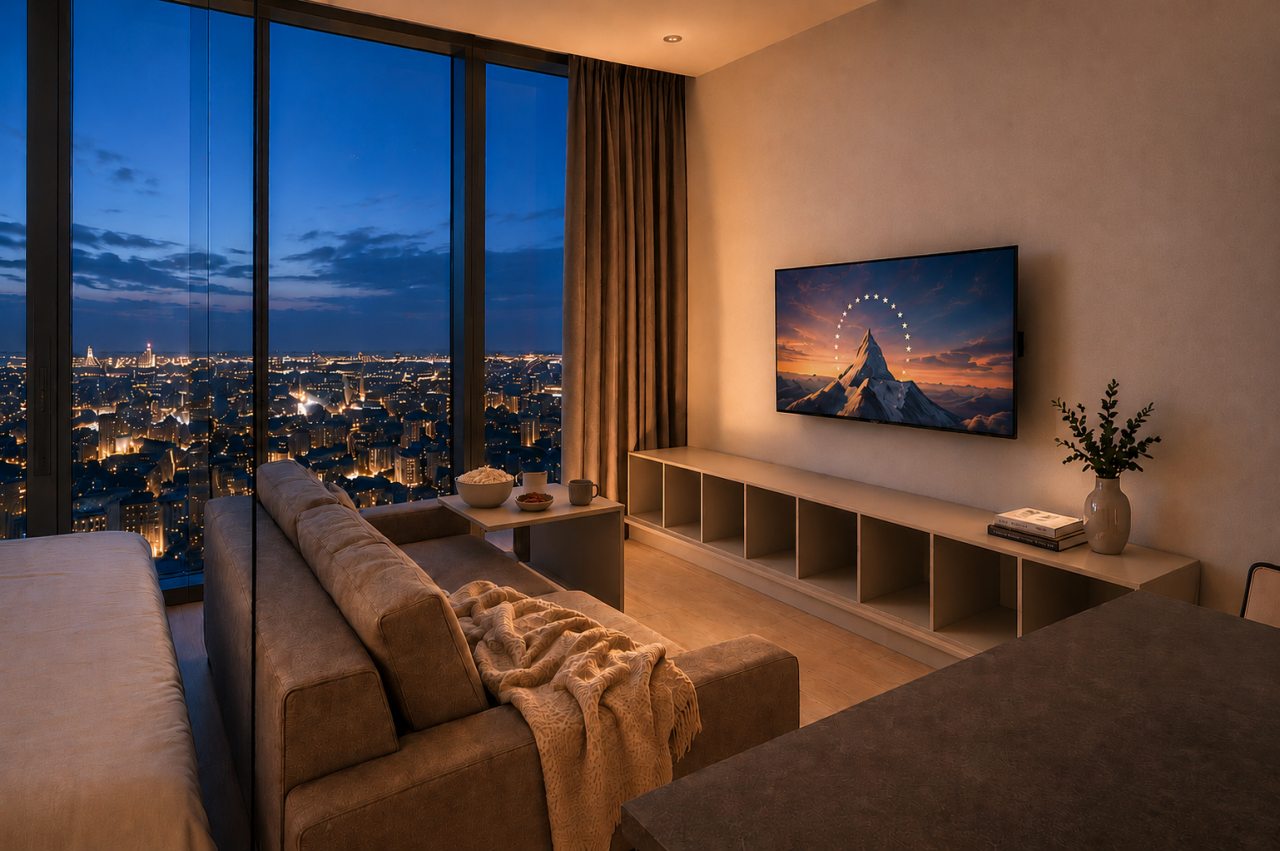Апартаменты (Однокомнатный Люкс 62 этаж 51 м² ЖК «Neva Towers»), Апарт-отель InPremium