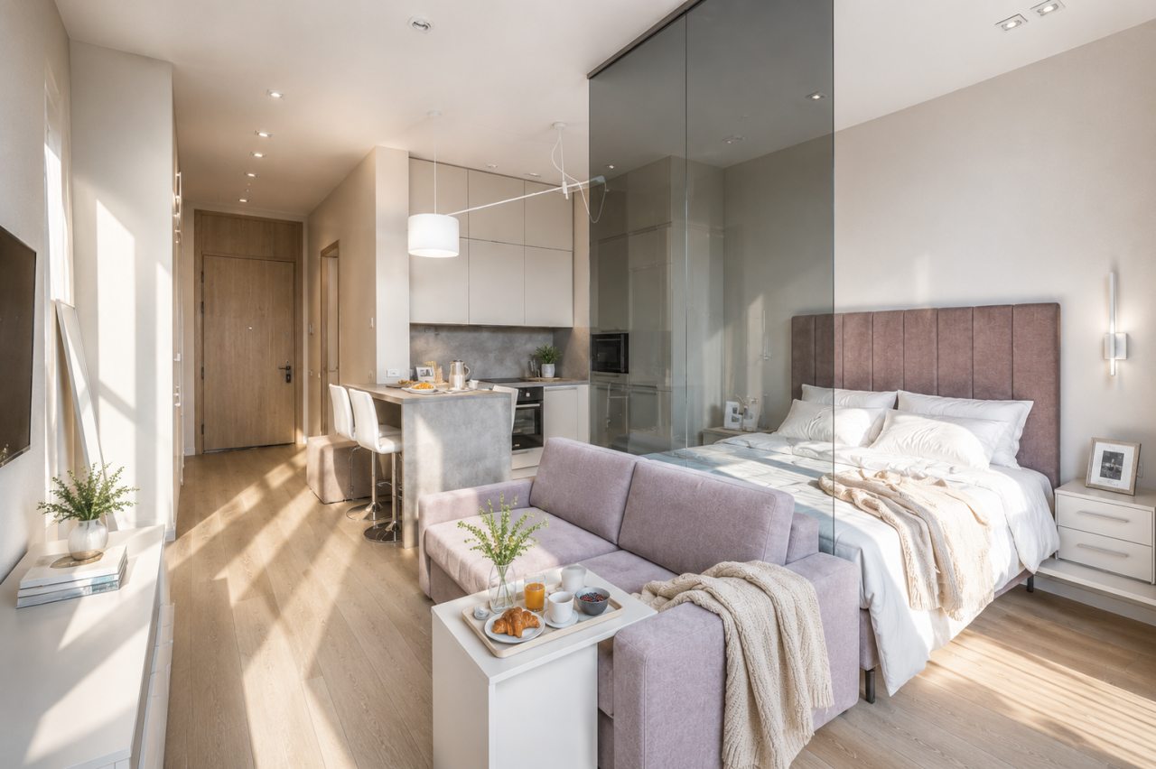 Апартаменты (Однокомнатный Люкс 62 этаж 51 м² ЖК «Neva Towers»), Апарт-отель InPremium