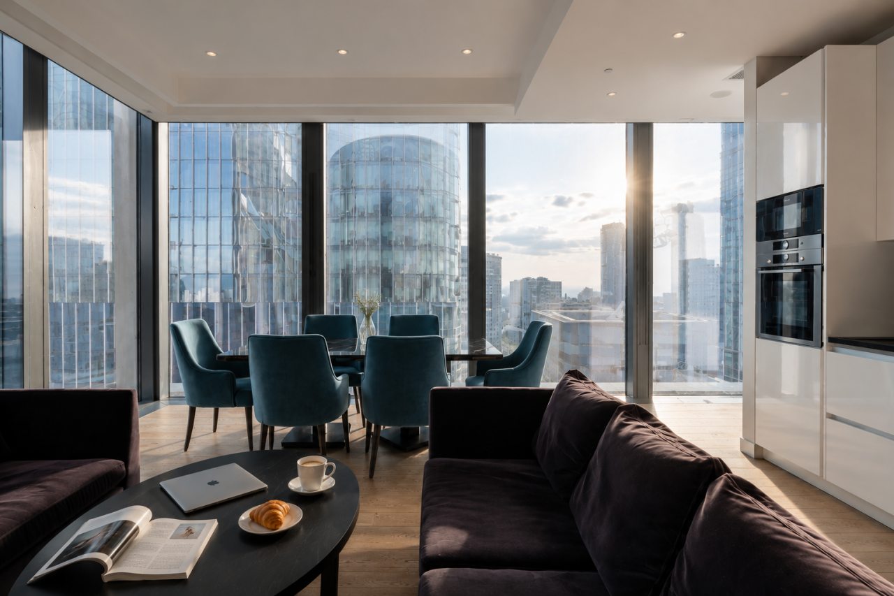 Апартаменты (Двухкомнатный люкс 30 этаж 90 м² ЖК «Neva Towers»), Апарт-отель InPremium