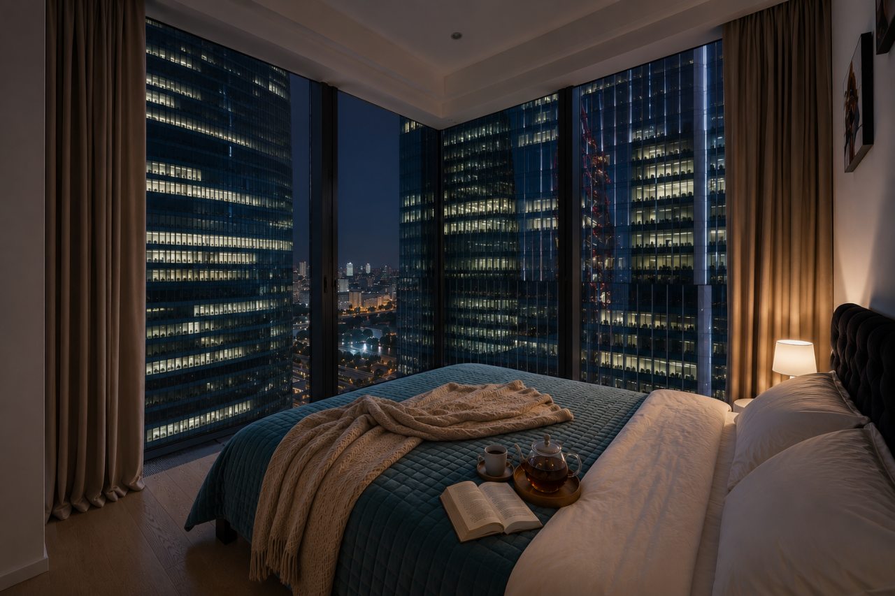 Апартаменты (Двухкомнатный люкс 30 этаж 90 м² ЖК «Neva Towers»), Апарт-отель InPremium