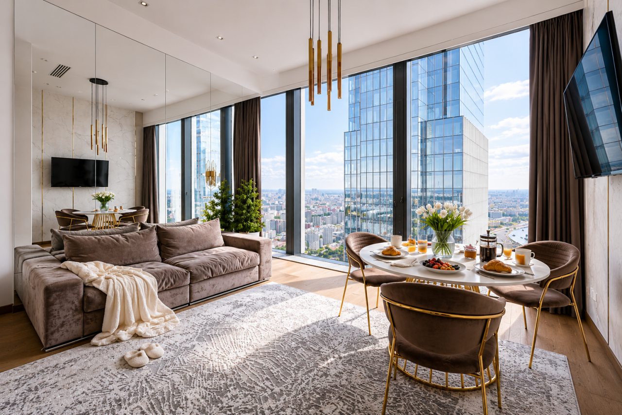 Апартаменты (Однокомнатный Люкс 62 этаж 50м² ЖК «Neva Towers»), Апарт-отель InPremium