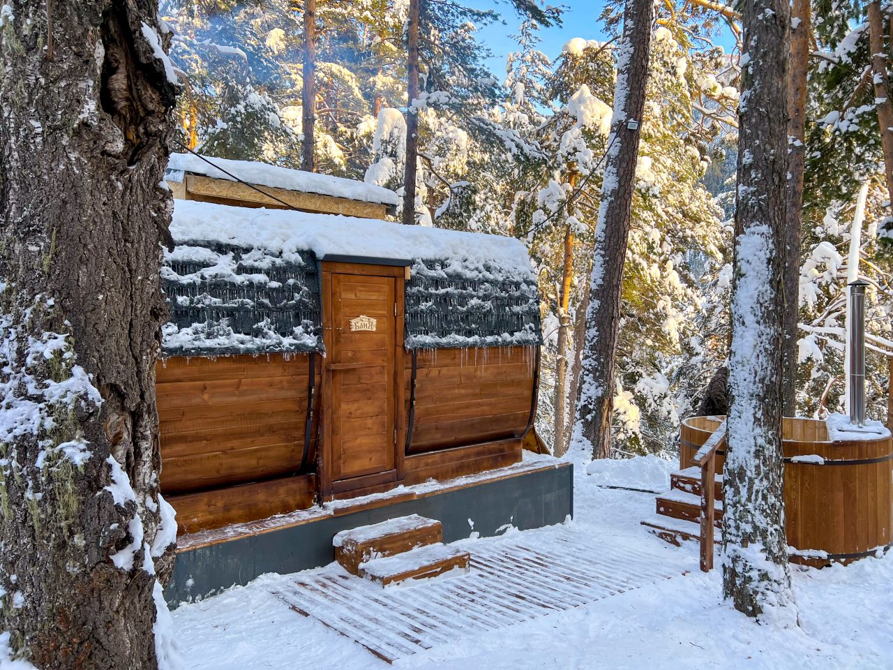 Кедровая баня на дровах, База отдыха KING HOUSE ARKHYZ