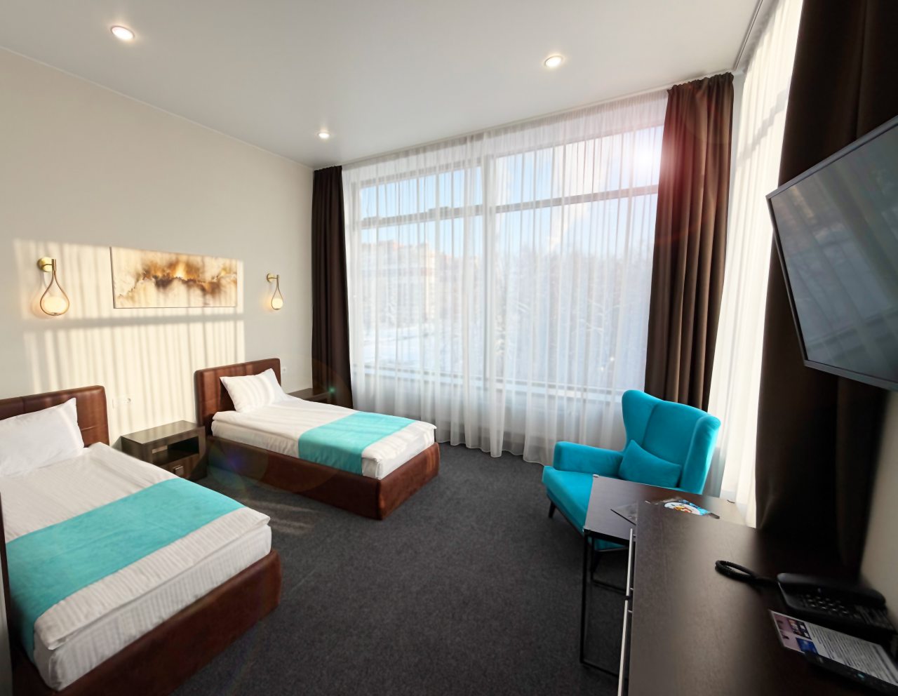 Номер с двумя раздельными кроватями 90*200, 32 кв м