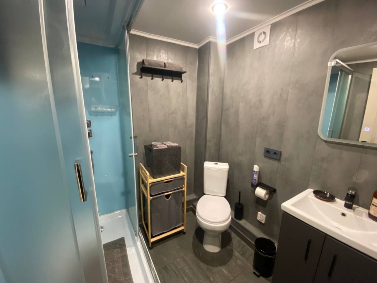 Санузел с душевой:
Душ
Туалет
Раковина