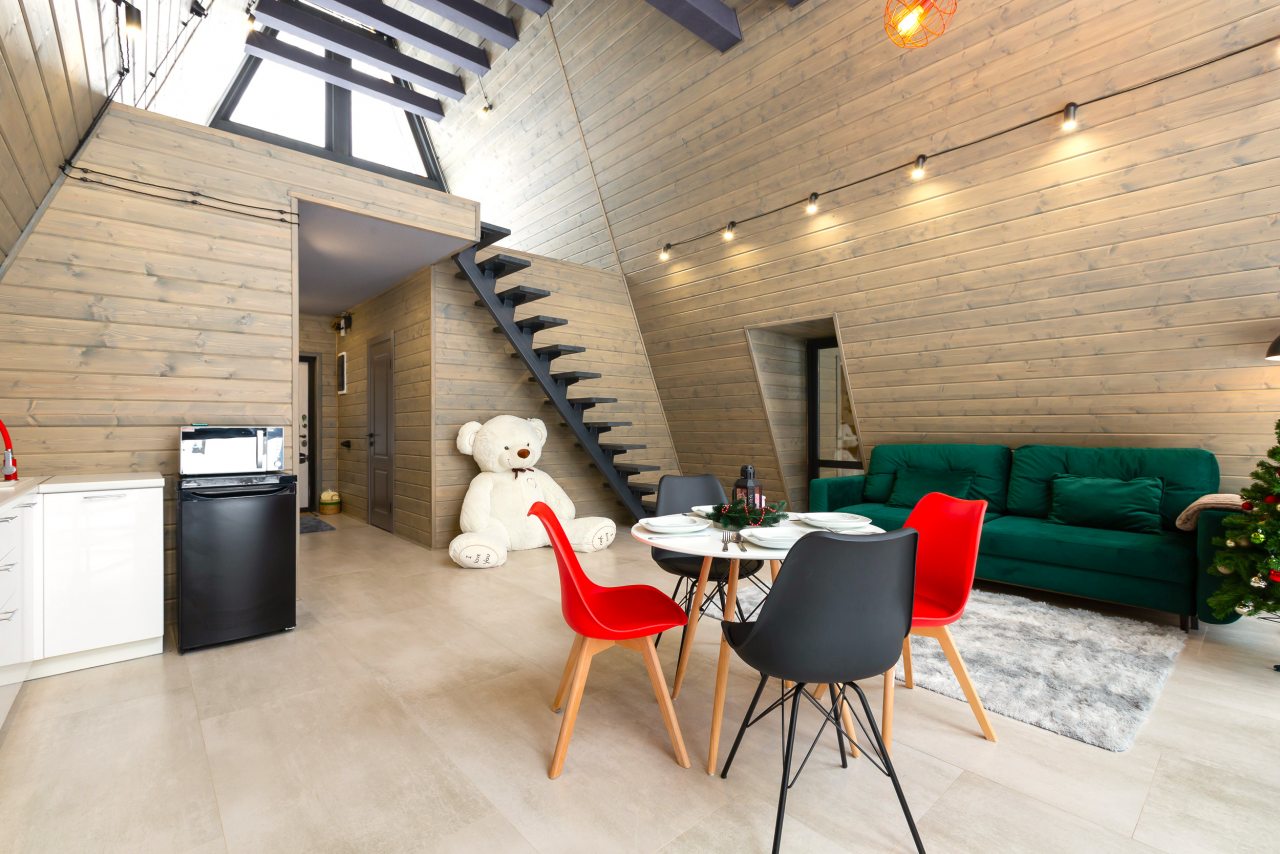 Коттедж (A-Frame №7 (с купелью и баней)), База отдыха Les Holidays