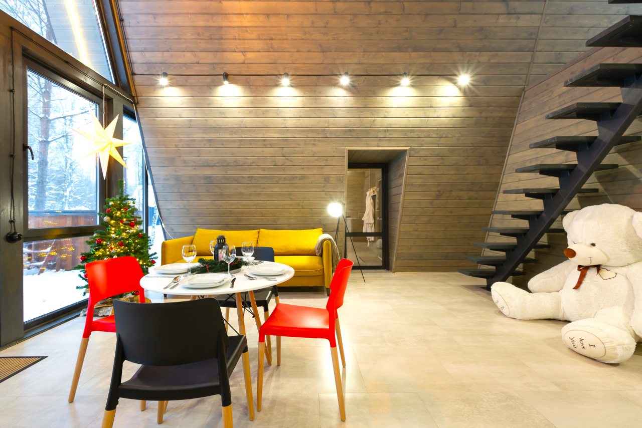 Коттедж (A-Frame №8 (с купелью и баней)), База отдыха Les Holidays