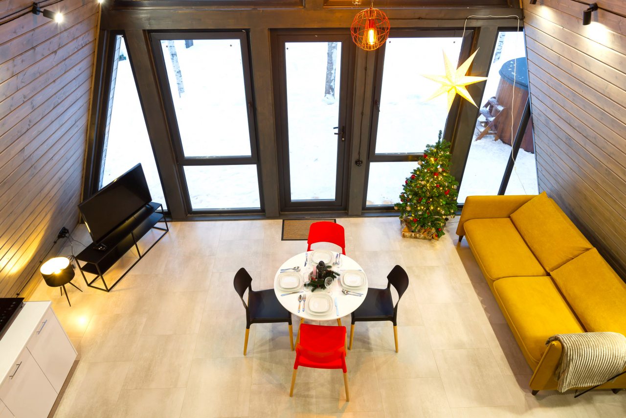 Коттедж (A-Frame №8 (с купелью и баней)), База отдыха Les Holidays