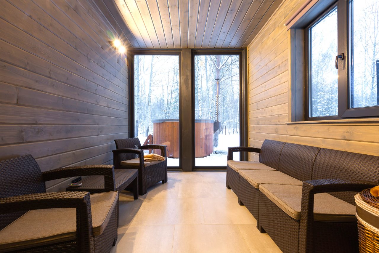 Коттедж (A-Frame №8 (с купелью и баней)), База отдыха Les Holidays