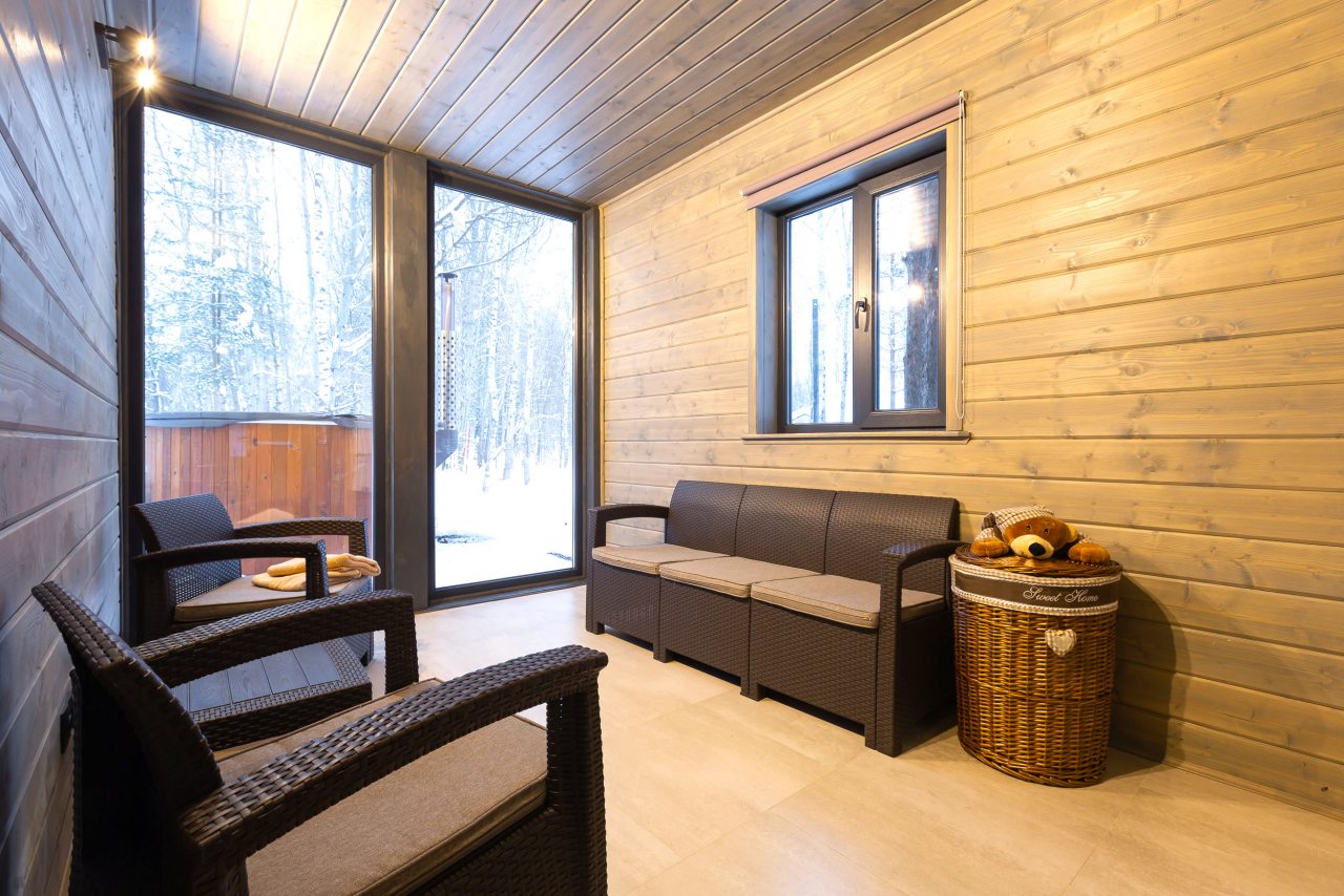 Коттедж (A-Frame №8 (с купелью и баней)), База отдыха Les Holidays