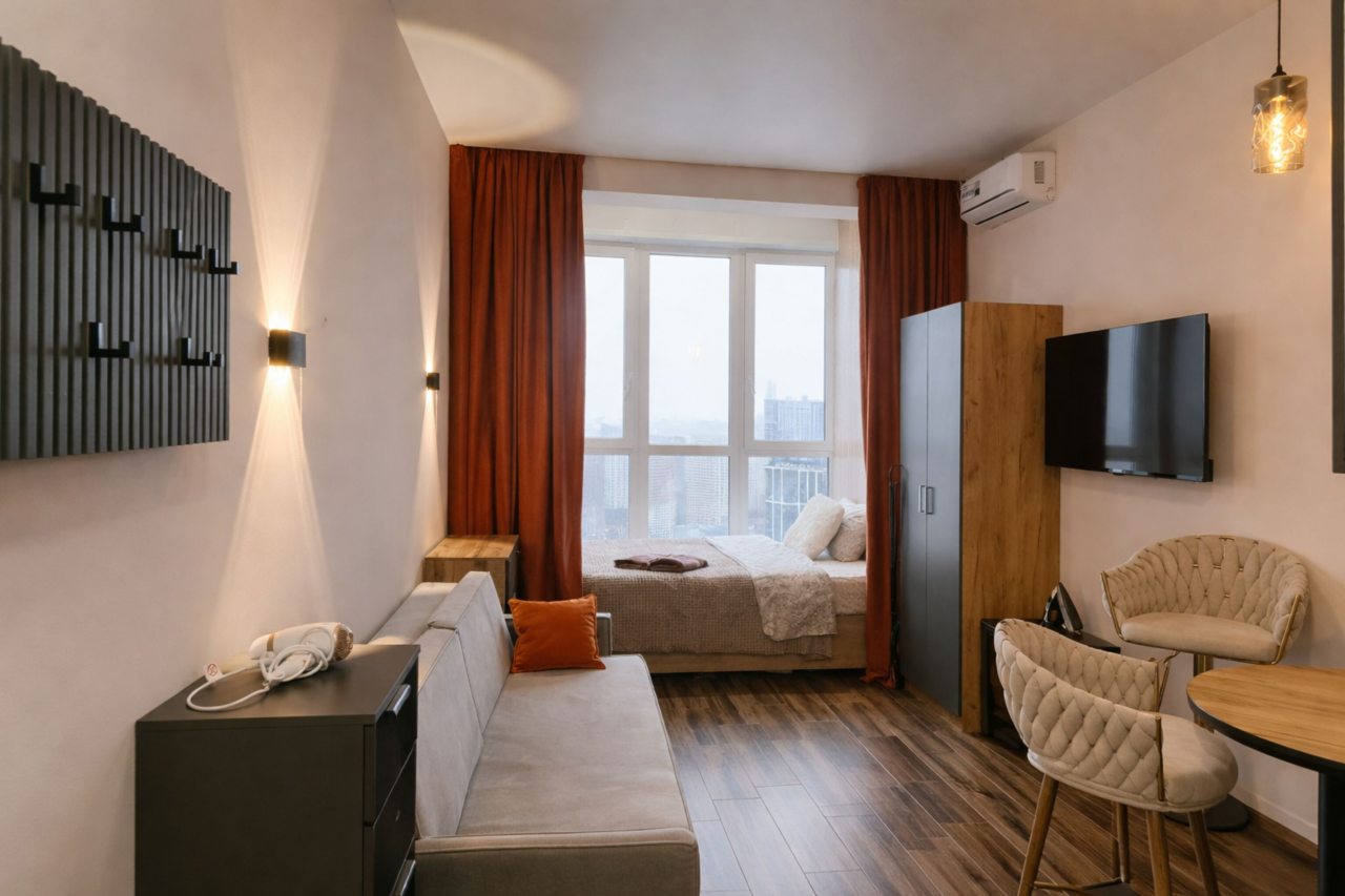 Апартаменты (Василия Ланового, дом 1к2. Студия для 4 гостей (2+2)), Апартаменты MaxRealty24 ул. Василия Ланового 1к1