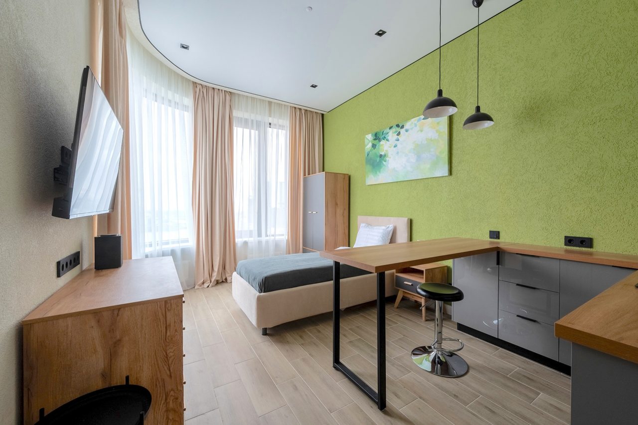 Апартаменты (Апартаменты с односпальной кроватью и панорамным видом на реку или город) апарт-отеля Винтерфелл Стрешнево, Москва