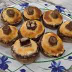Запечённые грибы, с творожным сыром и пармезаном