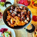 Шашлык из курицы и свинины