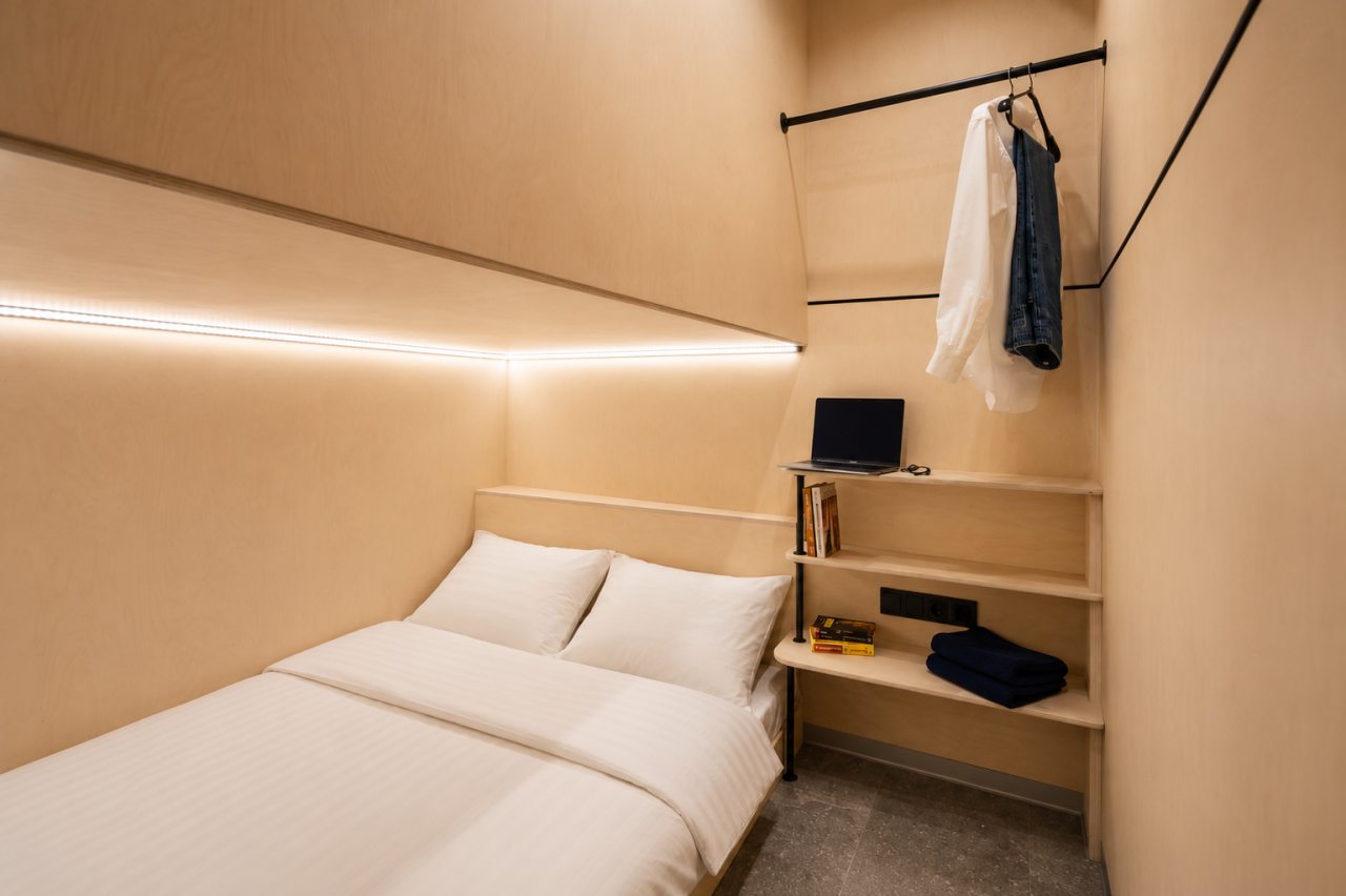 Капсула (Двухместная), Хостел Morfeus (Capsule hotel)