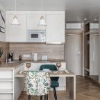 Общий вид студии, кухонная зона