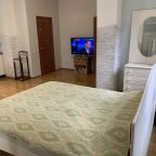 Кровать и большой плазменный телик, библиотека